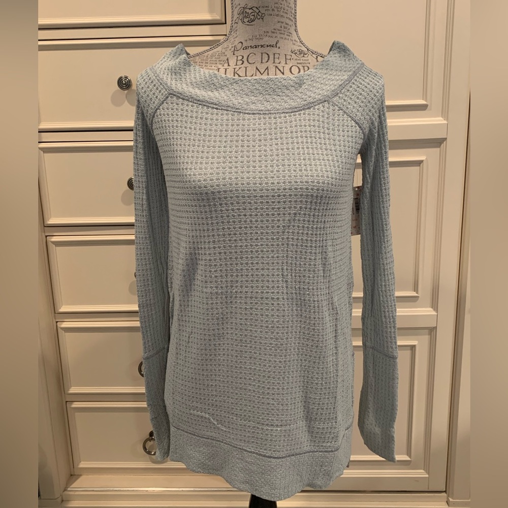 NWT Free People Boat Neck / Off-the-Should Waffle Knit Sweater